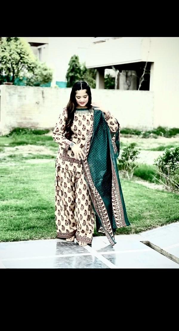 HAPPY LAWN DIGITAL PRINT 3PC STITCHED FOR GIRLS