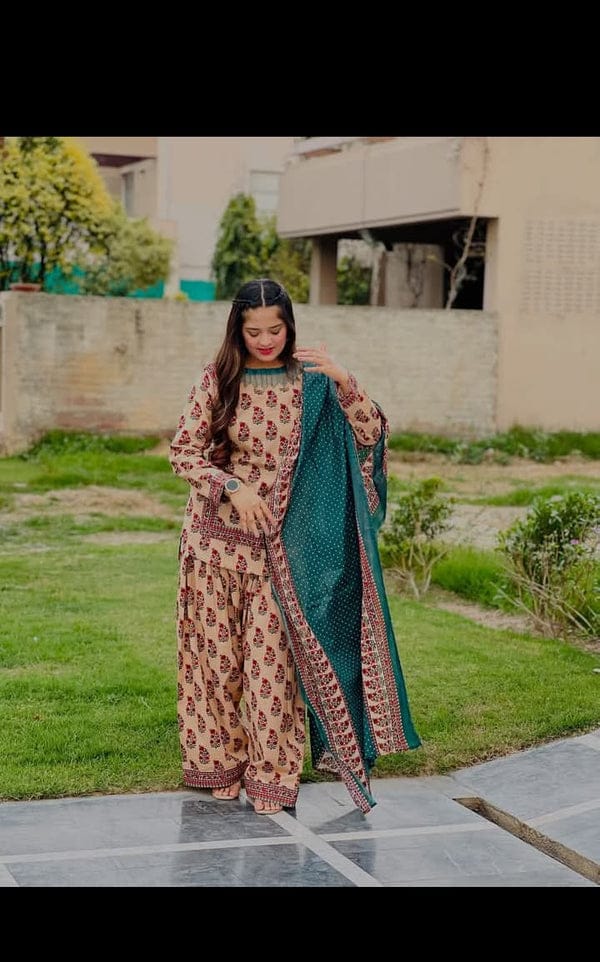 HAPPY LAWN DIGITAL PRINT 3PC STITCHED FOR GIRLS