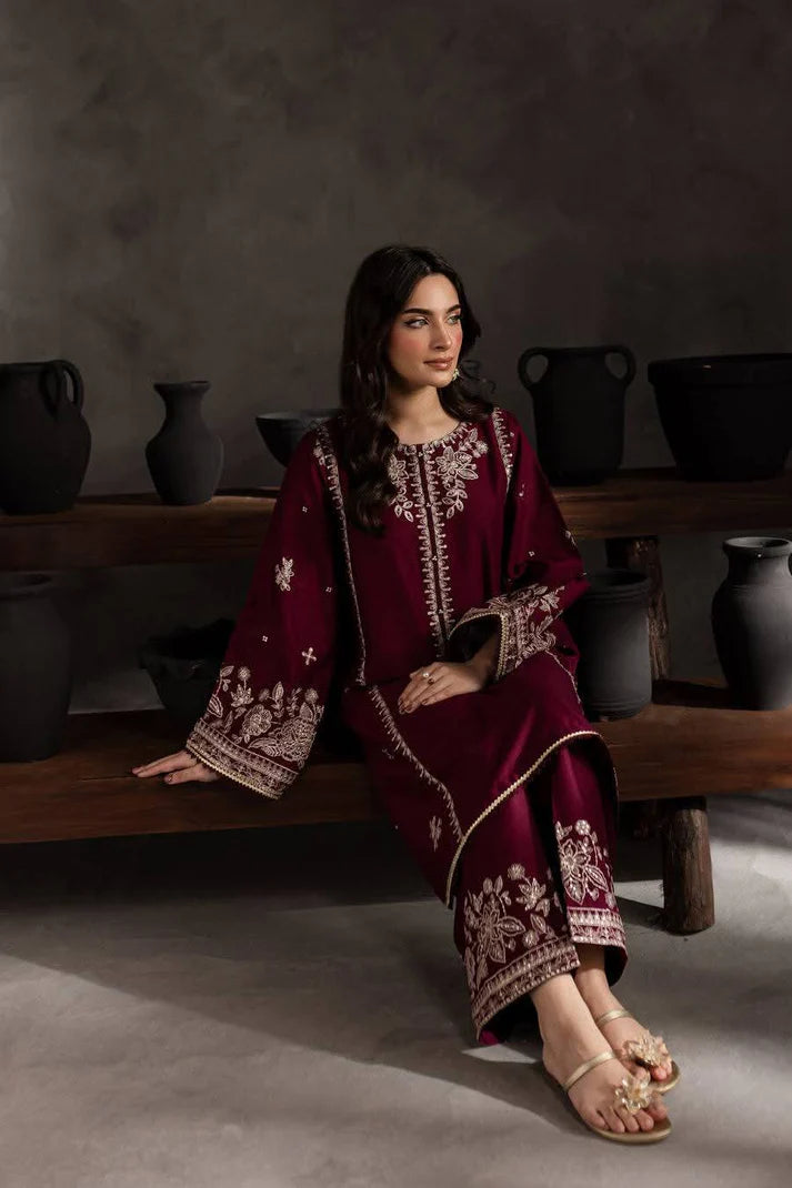 Alm ( Stitched Emb 2 Pcs) With Plazo