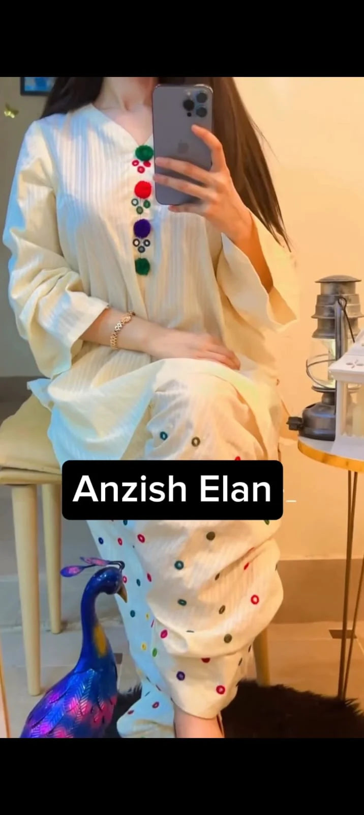 White Winter Mirror 2 Piece Stitched