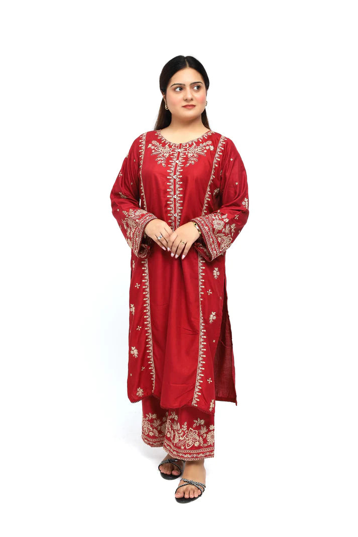 Alm ( Stitched Emb 2 Pcs) With Plazo