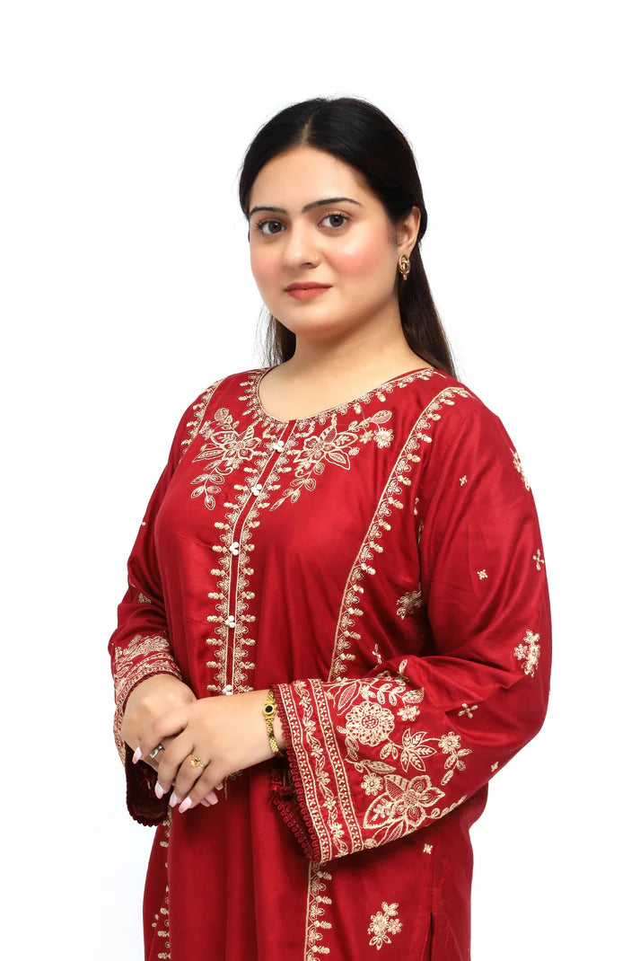 Alm ( Stitched Emb 2 Pcs) With Plazo