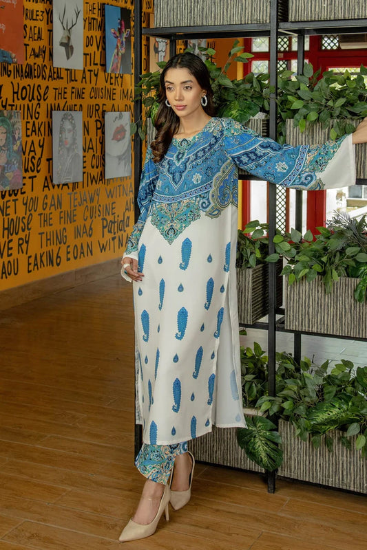 Blue DIGITAL PRINT 2PC STITCHED FOR GIRLS