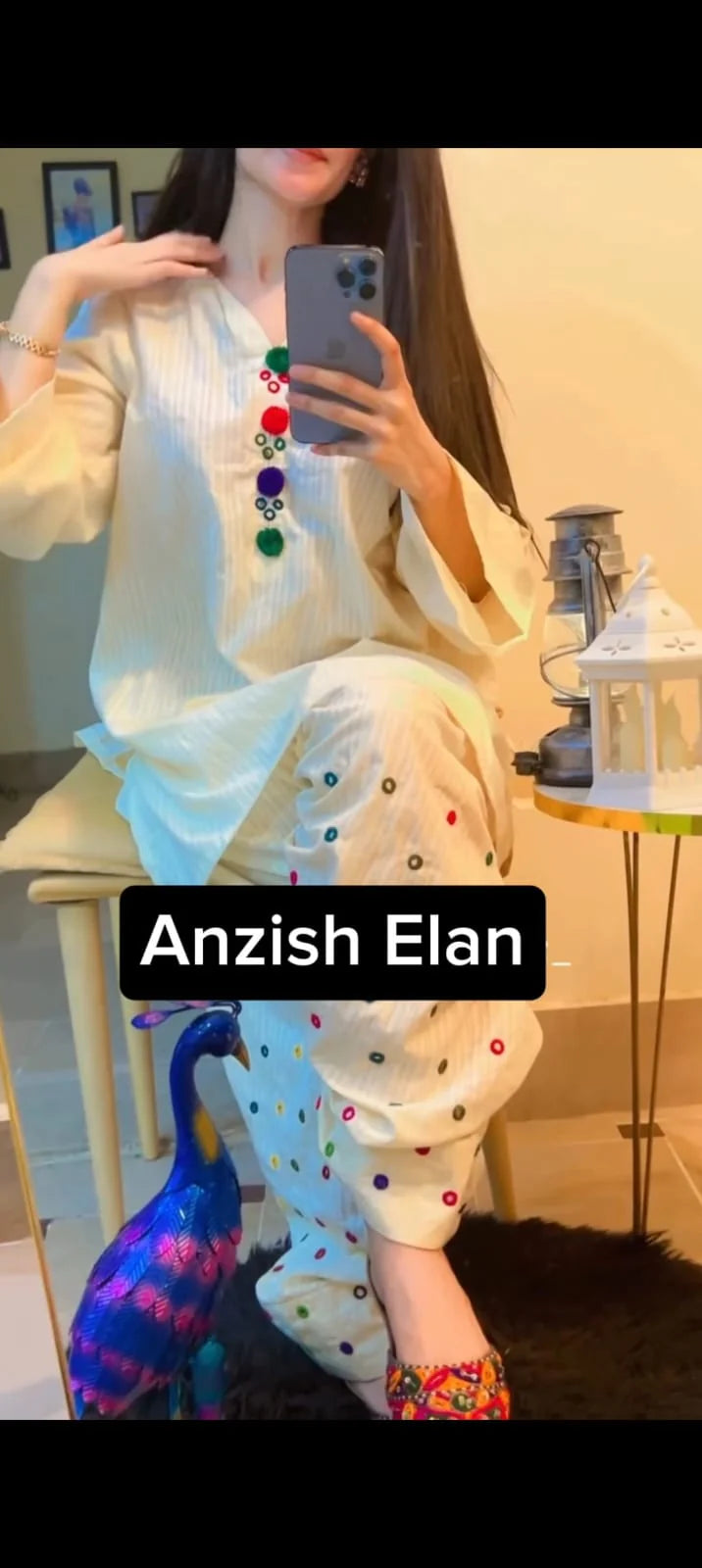 White Winter Mirror 2 Piece Stitched