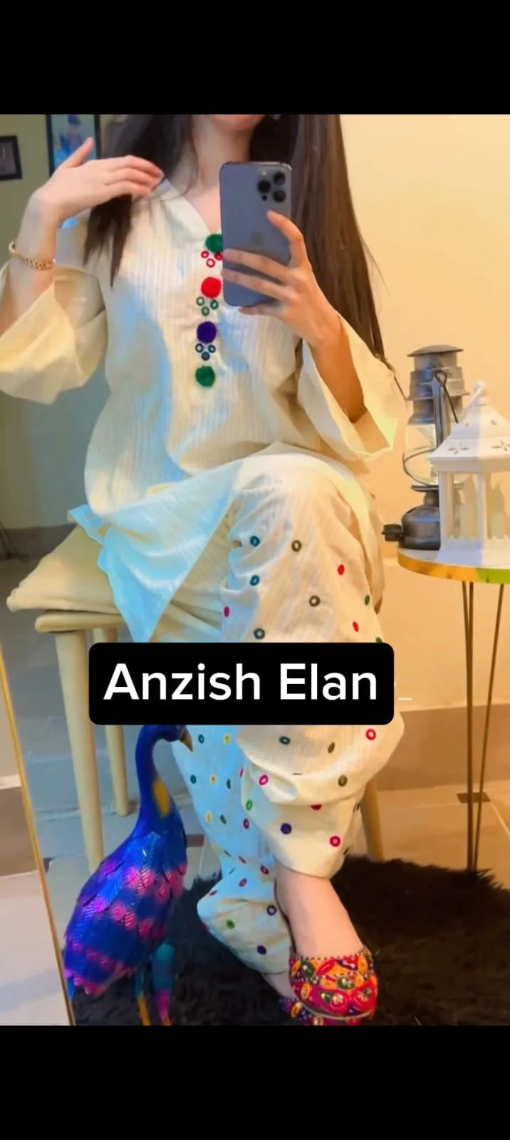 White Winter Mirror 2 Piece Stitched