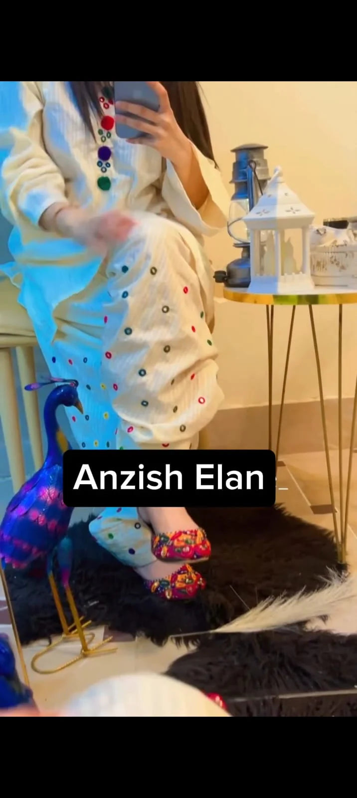 White Winter Mirror 2 Piece Stitched